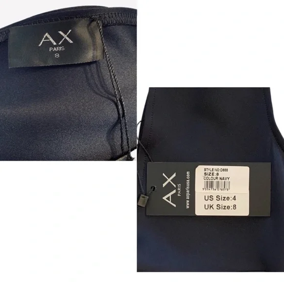 AX Paris | NW Plunge Hourglass Bodycon Midi Dress Navy Size 4 - Picture 16 of 16
